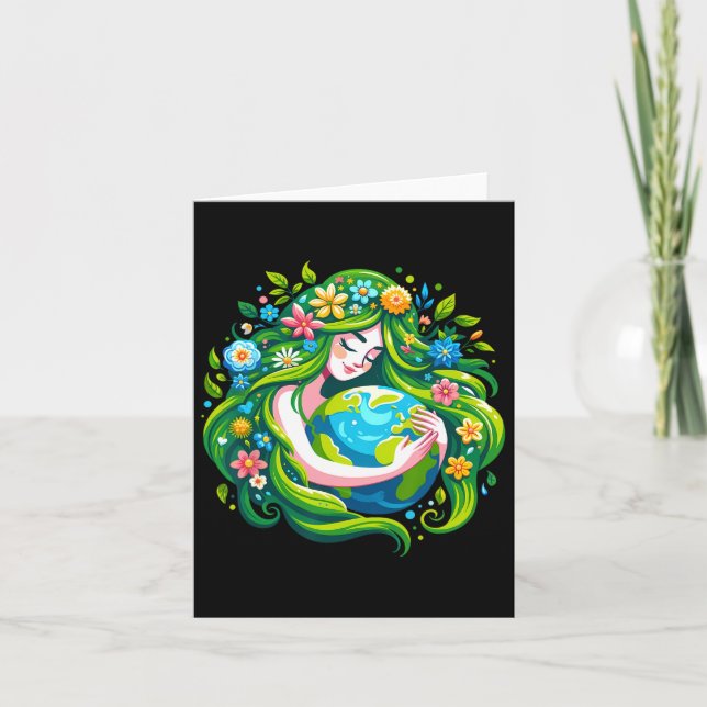 Grönt Goddess jorddag Spara Vår planetskvinna Kort (Framsida)