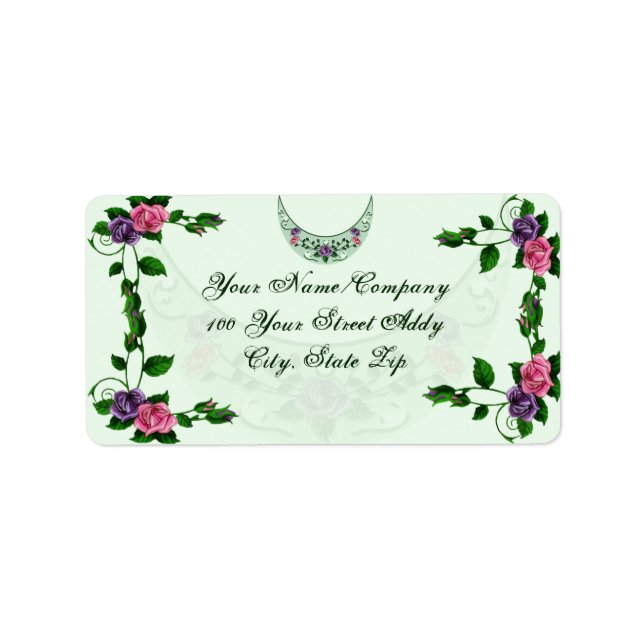 Grönt Goddess Upright Crescent Adressetikett (Framsidan)