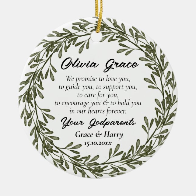 Grönt Godföräldrarna lovar Godchild löfte Julgransprydnad Keramik (Framsidan)