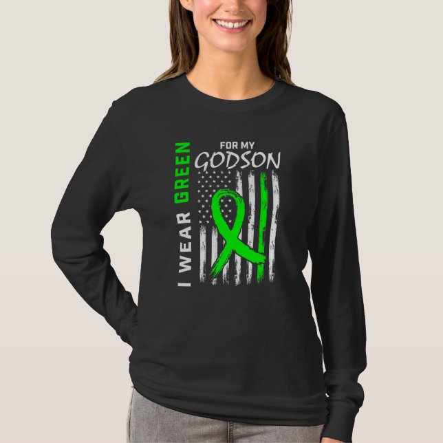 Grönt Godson Kidney Disease Cerebral Palsy Awarene T Shirt (Framsida)