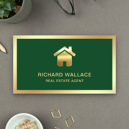 Grönt Gold Foil Home Logotyp Real Gods Agent Visitkort