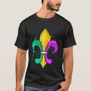 Grönt Golden and Lila Fleur de Lis for Mardi Gra T Shirt