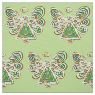 Grönt Golden Guardian Angel Art Fabric Material Tyg