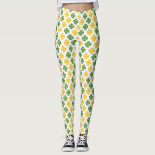 Grönt & Golden Gult Shamrock Mönster Leggings