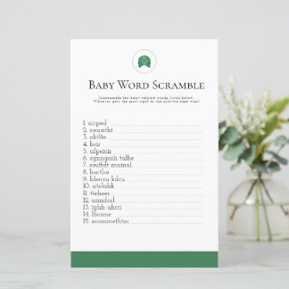 Grönt golf baby ord-skrabbla babydusch