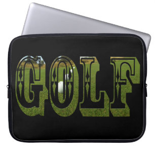 Grönt Golf Bild Logotyp on Black Laptop Fodral