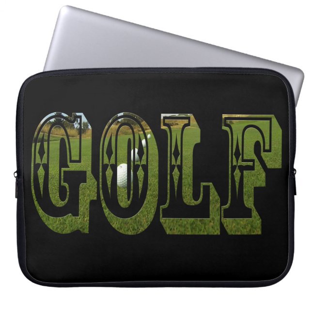 Grönt Golf Bild Logotyp on Black Laptop Fodral (Framsidan)