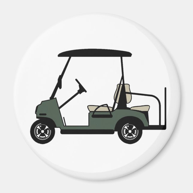 Grönt Golf Cart Magnet (Framsidan)