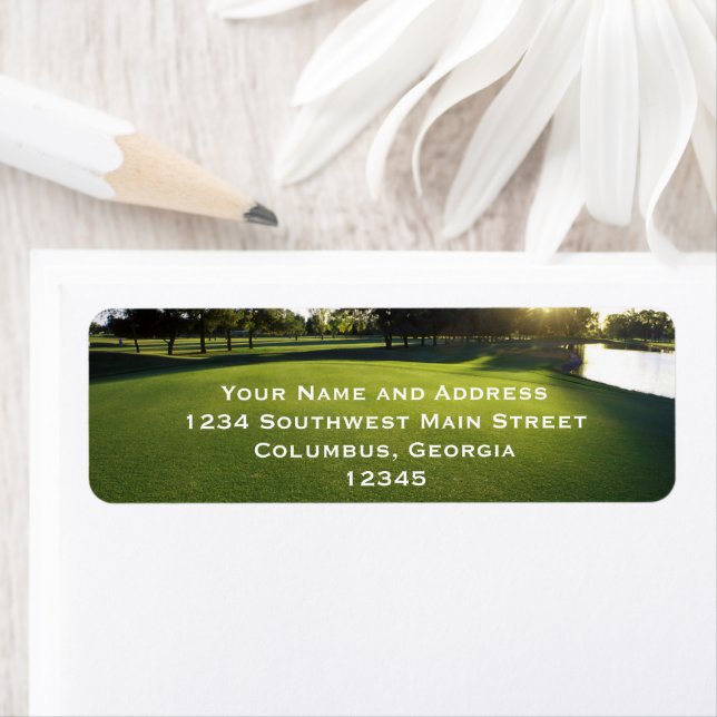 Grönt Golf Course at in Dawn Returadress Etikett (Insitu)