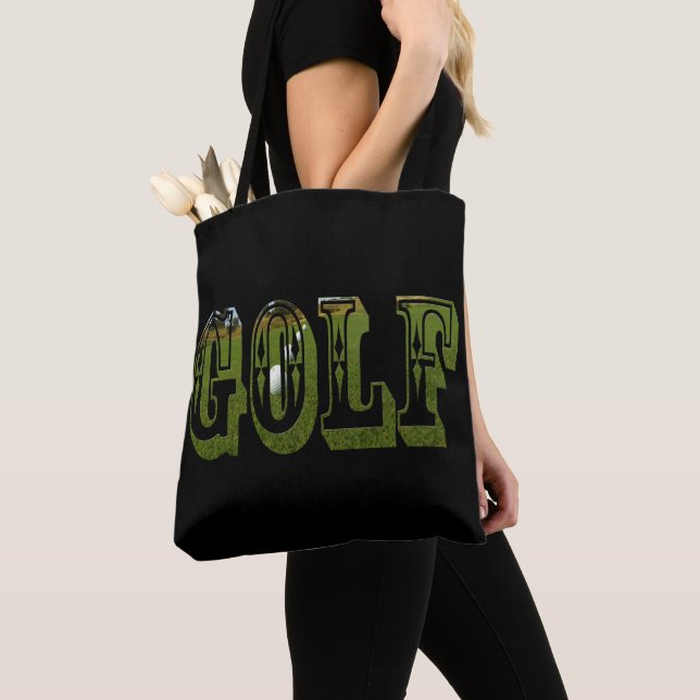 Grönt Golf Dimensional Bild Logotyp Tygkasse (Närbild)
