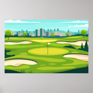 Grönt Golf Fält Design Poster