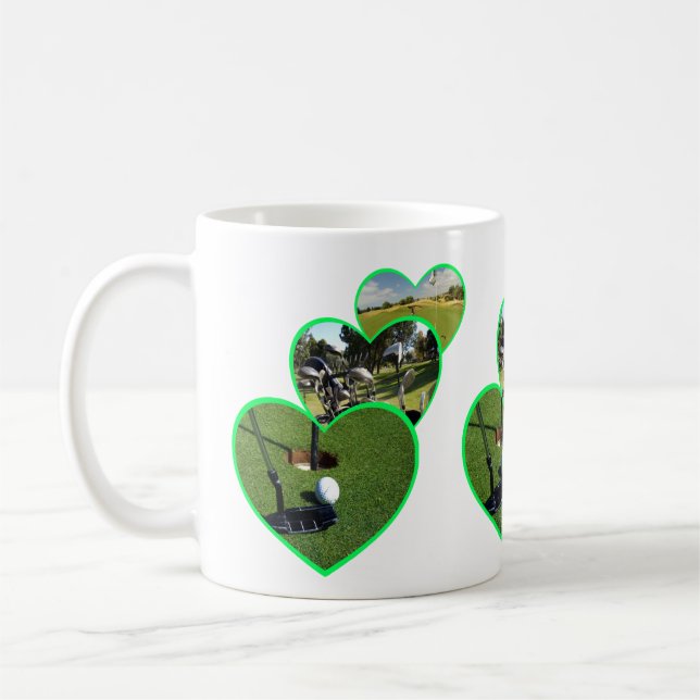 Grönt Golf Hearts Design. Kaffemugg (Vänster)