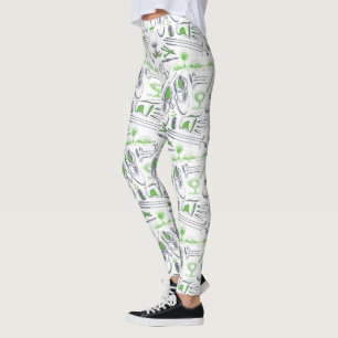 Grönt Golf Icons Mönster Leggings