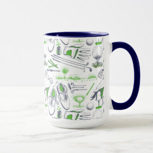 Grönt Golf Icons Mönster Mugg
