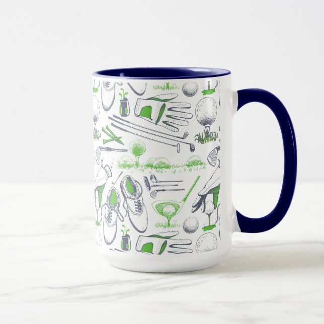 Grönt Golf Icons Mönster Mugg (Höger)