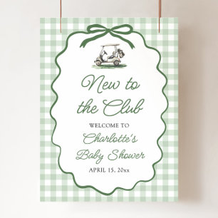 Grönt Golf Nytt på Klubben Baby Shower Välkommen Poster