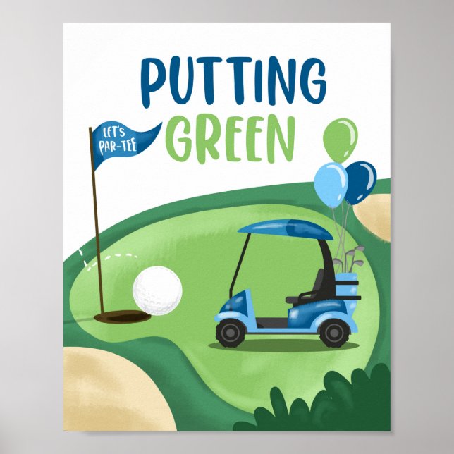 Grönt Golf Par-Tee Boy Birthday-tecken Poster (Framsidan)