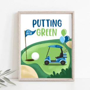 Grönt Golf Par-Tee Boy Birthday-tecken Poster