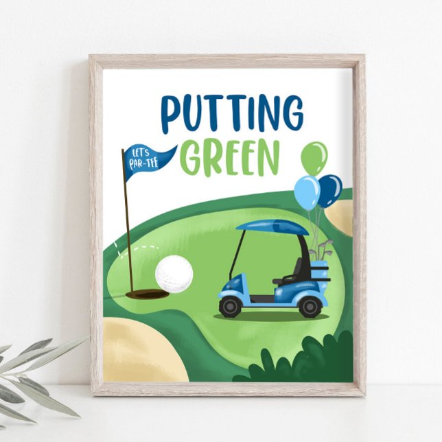 Grönt Golf Par-Tee Boy Birthday-tecken Poster (Skapare uppladdad)