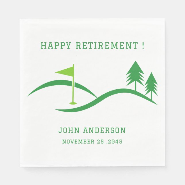 Grönt Golf Theme Pension Party Napkins Pappersservett (Framsidan)
