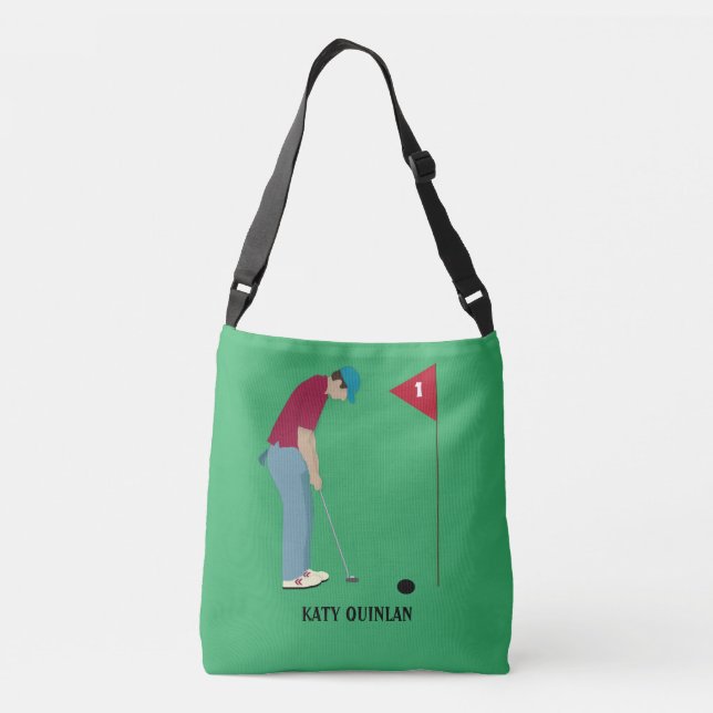 Grönt Golf Thned Crossbody Bag Axelväska (Baksida)