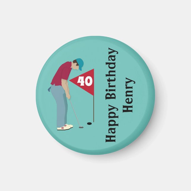 Grönt Golfer Pining Magnet (Framsidan)