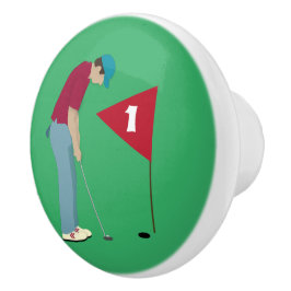 Grönt Golfer Pshing Boll Knopp