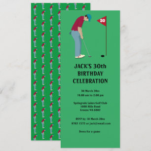 Grönt Golfer Pshing Golf Boll Thmet Inbjudningar