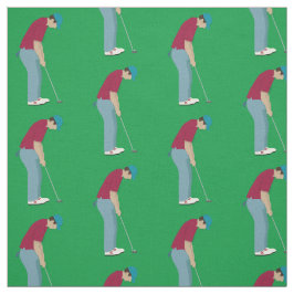 Grönt Golfers Pshing Golf Bollar Mönster Tyg