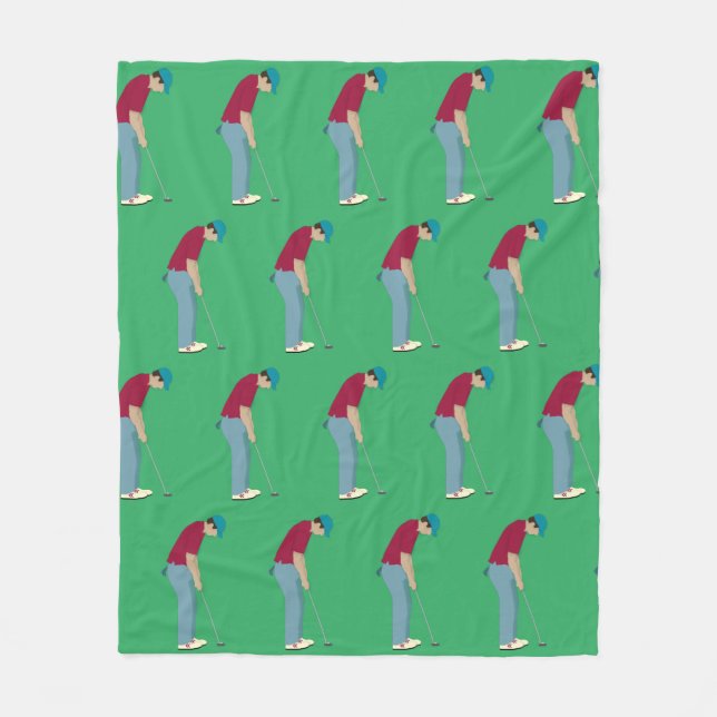 Grönt Golfing Design Fleece Blanket (Framsidan)