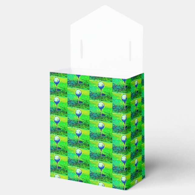 Grönt Golfing Tiled Favor Boxes Presentaskar (Öppnad)