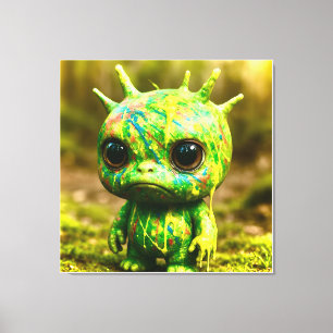 Grönt Goo Monster - Creepy Cute-Kanvastrycket Canvastryck