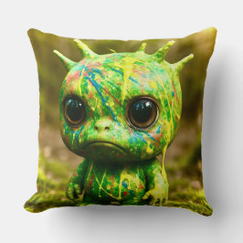 Grönt Goo Monster - Creepy Cute-Kanvastrycket Kudde