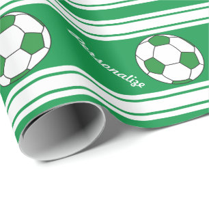 Grönt görad randig fotbollboll presentpapper