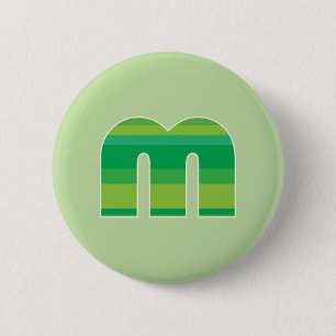 Grönt görad randig Monogram - brev M Knapp