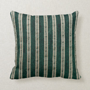 Grönt görar randig upholsterytyg kudde