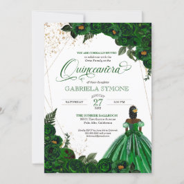 Grönt Gown Elegant Ro Afrolatina Quinceanera Inbjudningar