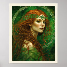 Grönt Gown Red Hair Celtic Knot St patrick's day Poster