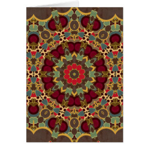 Grönt grå färg, röd Kaleidoscopedesign Hälsningskort