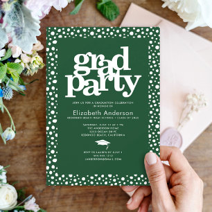 Grönt grad party fet modern typografi snyggt inbjudningar