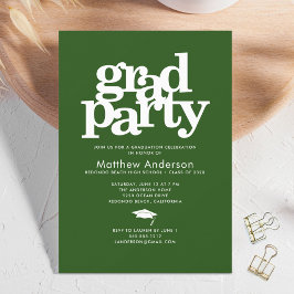 Grönt grad party modern fet typografi enkel inbjudningar