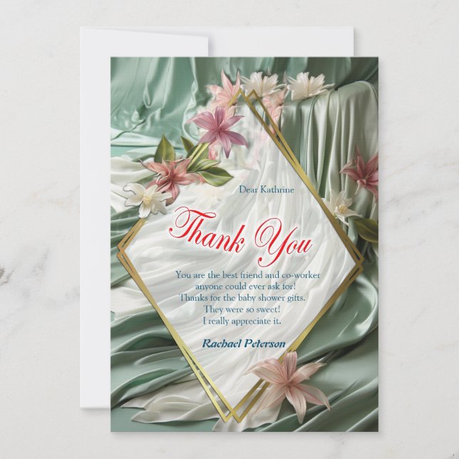 Grönt, grädde, Silke-skrapor och Pinkish Flowers (Framsida)