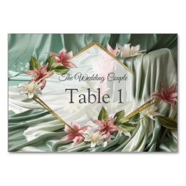 Grönt, grädde, Silke-skrapor och Pinkish Flowers Bordsnummer