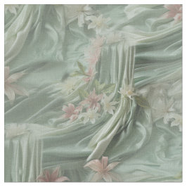 Grönt, grädde, Silke-skrapor och Pinkish Flowers Tyg