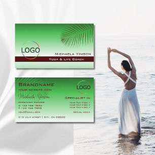 Grönt Gradient Handflatan Löv med Logotyp Professi Visitkort