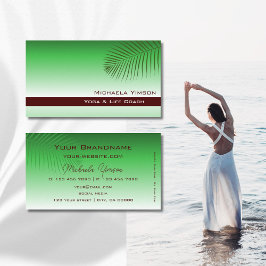 Grönt Gradient Modern med Handflatan Löv Chic helt Visitkort