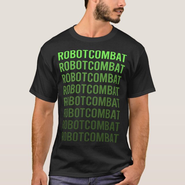 Grönt Gradient Robot Combat Robots T Shirt (Framsida)
