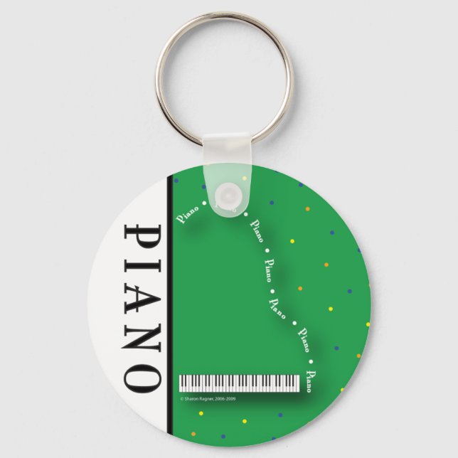 Grönt Grand Piano Keychain Nyckelring (Framsida)