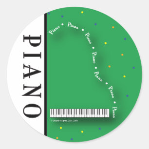 Grönt Grand Piano Stickers Runt Klistermärke