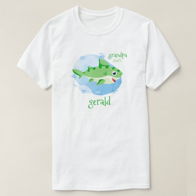 Grönt Grandpa Shark T Shirt (Design framsida)
